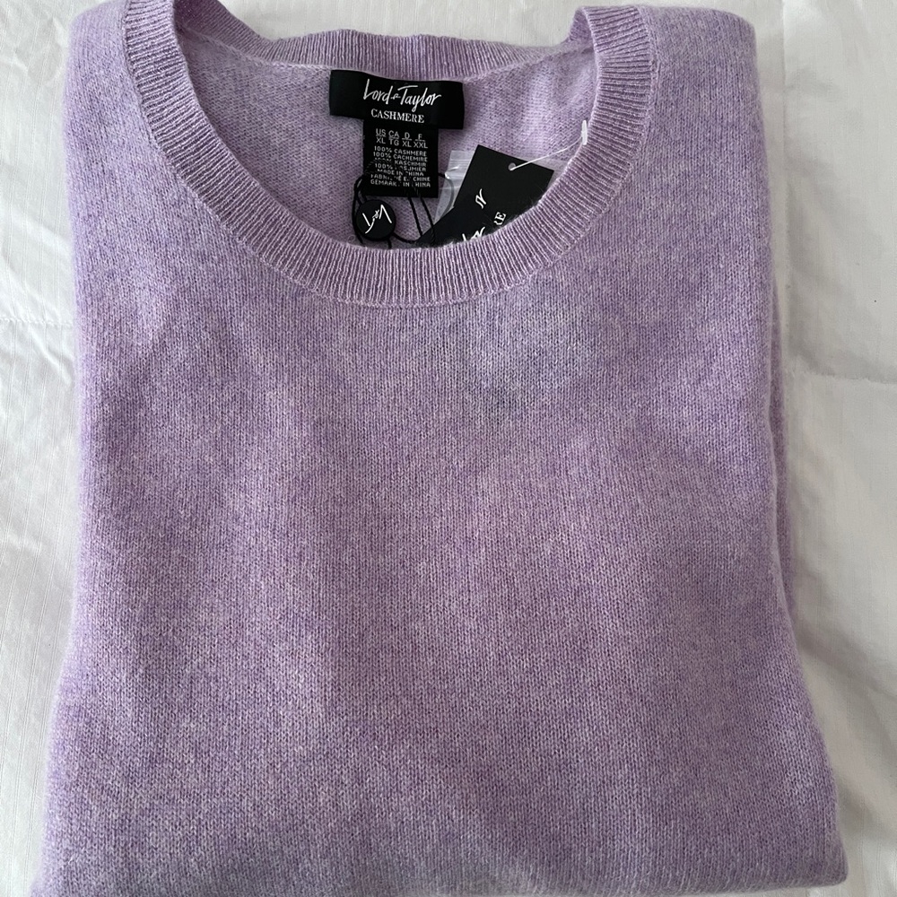Lord & Taylor Pale Lavender Crewneck Sweater